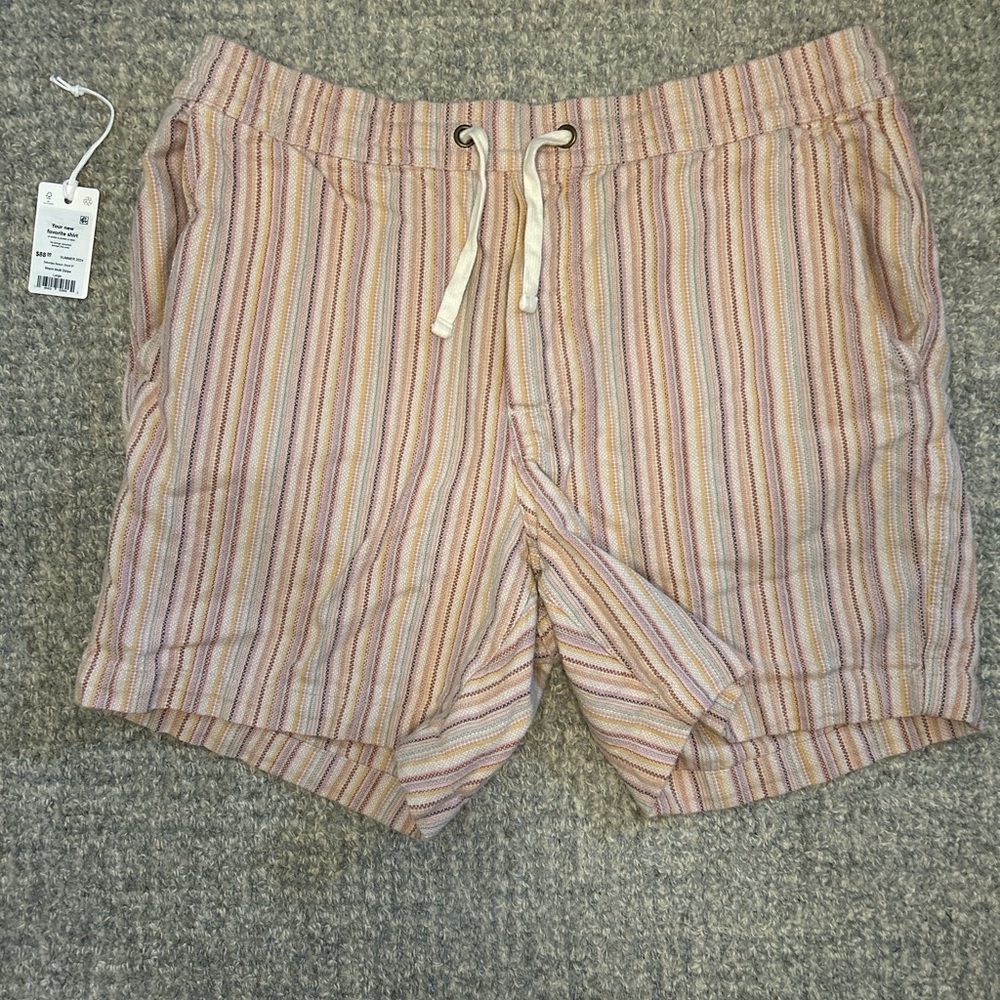 Marine Layer Men's Striped Drawstring Shorts - size large - 6 inch inseam